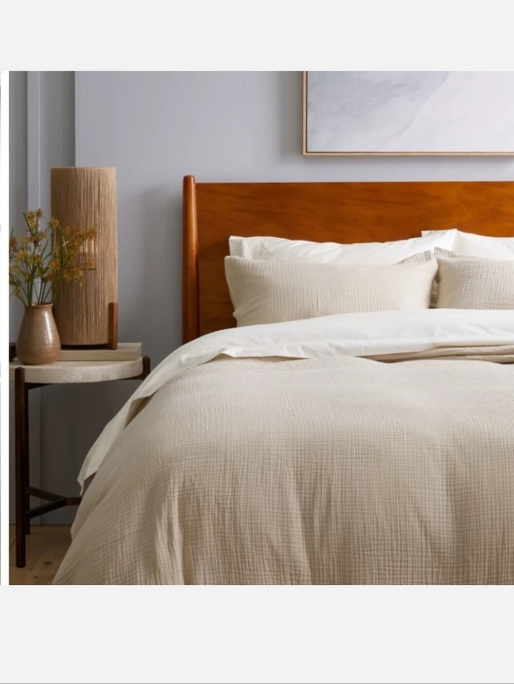 QUINCE Organic Airy Gauze Duvet Cover Set Queen Dune Tan Beige 1460